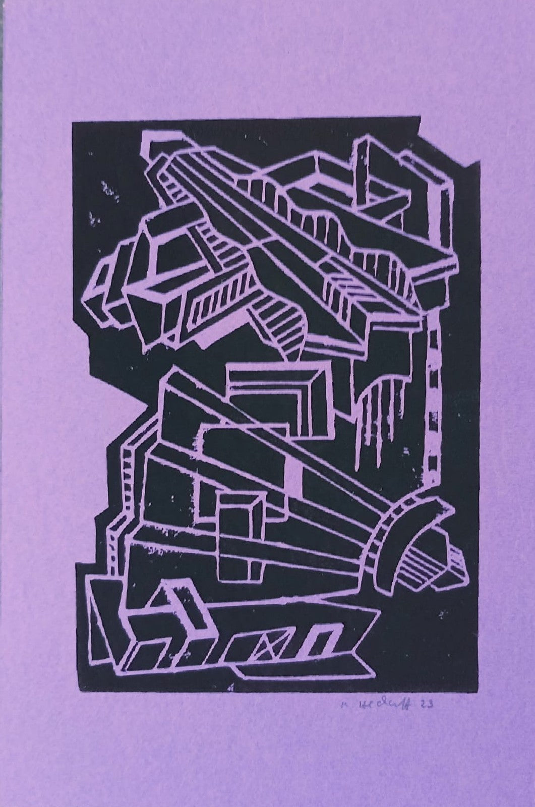 Marlet Heckhoff, Linoldruck lila (5)